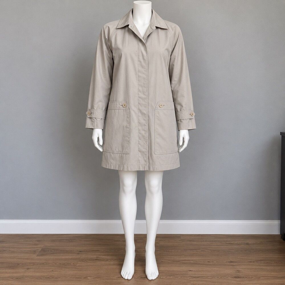 London Fog Womens 4 Petite Beige Trench Rain Coat Lightweight Classic Preppy